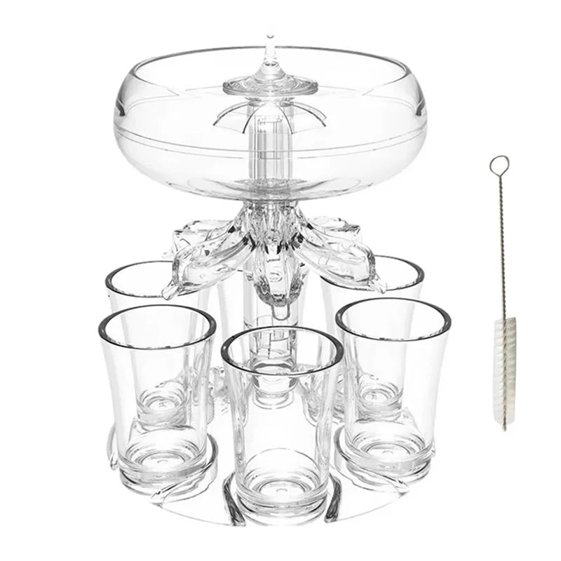 B50C 6 Shot Wine Liquor Dispenser with 6 Glasses Wine Whisky Beer Dispenser Holder Partys Drink Dispenser Station