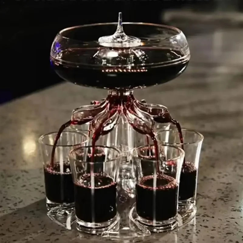 B50C 6 Shot Wine Liquor Dispenser with 6 Glasses Wine Whisky Beer Dispenser Holder Partys Drink Dispenser Station